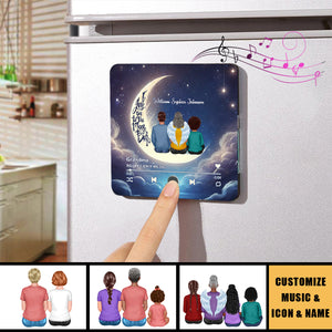 Grandma & Grandkids Sitting On The Moon Personalized Music Fridge Magnet