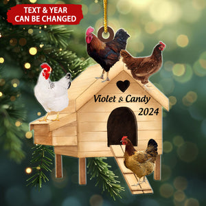 Chicken Coop Farm Personalized Christmas Ornament, Farmhouse Decor