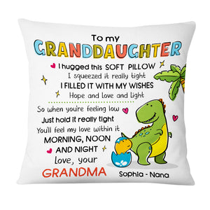 Granddaughter Grandson Hug This Dinosaur Drawing Pillow