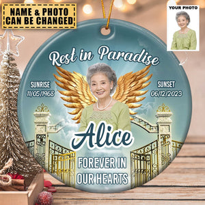 Rest In Paradise - Personalized Ceramic Photo Ornament