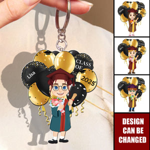 Graduation Celebration Balloons Cute Flat Art - Personalized Acrylic Keychain
