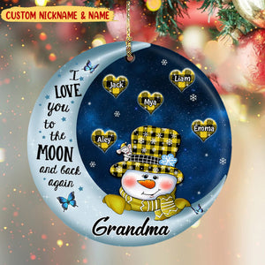 Personalized Grandma Snowman Christmas Ornament I Love You To The Moon And Back