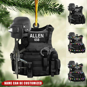 Police Bulletproof Gun 2 Sided Personalized Christmas Ornament