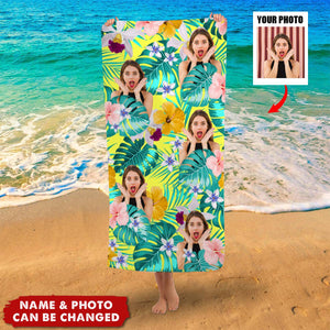 Custom Human Photo Tropical Style Beach Towel
