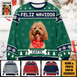 Custom Photo We Wish You A Merry Woofmas - Dog Personalized Custom Ugly Sweatshirt - Christmas Gift For Pet Owners, Pet Lovers