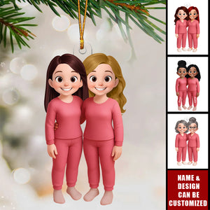 Besties Pink Tone - Personalized Christmas Acrylic Ornament