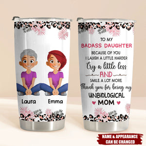 Personalized Bestie Because Of You I Laugh A Little Harder Leopard Steel Tumbler