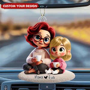 Happy Grandma & Grandkid Sitting Personalized Acrylic Ornament, Perfect 2025 Mother's Day Gift For Mom, For Grandma