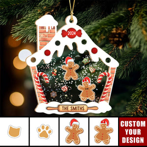 Personalized Gingerbread House Family Shaker Ornament Christmas Gift
