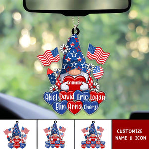 American Dwarf Grandma Mom Heart, 4th Of July Personalized Acrylic Ornament