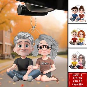 Couple Cartoon Forever Love - Personalized 3D Inflated Effect Acrylic Car Ornament