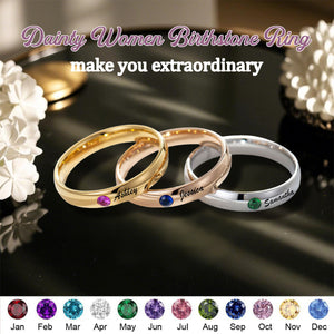 Custom Name Birthstone Personalized Ring, Woman Jewelry Gift