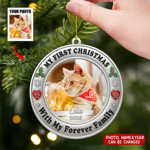 Custom Photo Metal Ornament - Personalized Christmas Birthday Gifts For Dog Cat Lovers