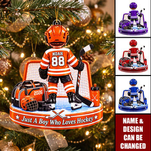 Personalized Hockey Player Acrylic Ornament - Gift For Hockey Dad & Hockey Boy
