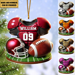 Football Jersey Uniform Personalized Acrylic Ornament - Christmas Gift For Him, Son, Boyfriend