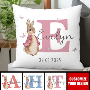 Multicolor Rabbit Bunny - Personalized Pillow, Gift for Baby Kid