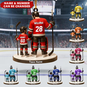 Personalized Hockey Ornament: Dad and Son Christmas Gift, Team Jersey