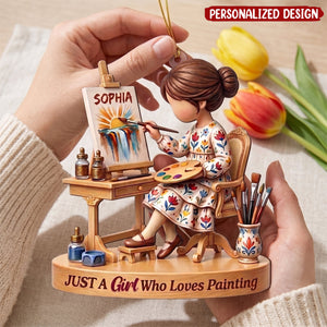 Personalized Just A Girl Who Loves Painting Acrylic Ornament, Custom Girl Artist Christmas Ornament