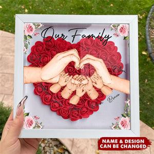 Our Family Hands - Personalized Flower Shadow Box