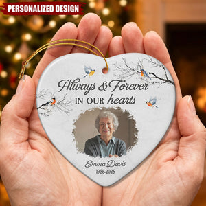 Personalized Photo Memorial Heart Ceramic Ornament - Remembrance Christmas Keepsake Ornament