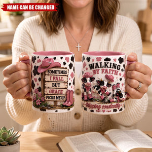 Walking By Faith Cow Coffee Mug - Personalized Gifts For Christian