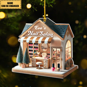 Custom Name Nail Salon Ornament, Nail Salon Christmas Decoration