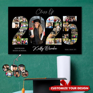 Graduation Photo Collage Welcome Sign Template, Class of 2025, Party Poster Display - Personalized Horizontal Poster