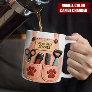 Celebrate Your Favorite Dog Groomer Scissors And Paw Prints Personalized Mug