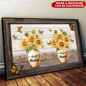 First Mom Now Grandma Sunflower - Personalized Customized Canvas - Gifts For Mom, Wife, Her