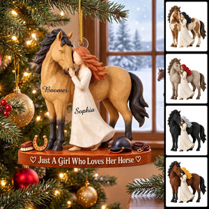 Personalized Just A Girl Who Loves Her Horse Christmas Ornament, Horse Lover Gift
