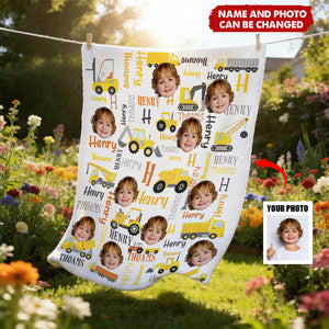 Custom Kid Face Construction - Personalized Baby Photo Blanket