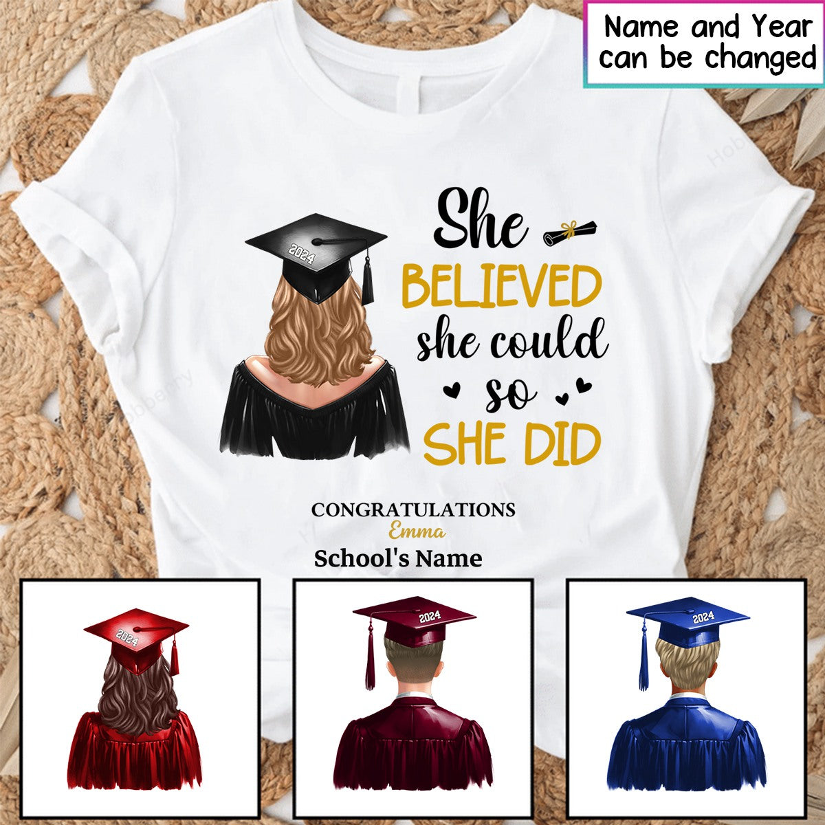 Gift For Daughter She Did It Graduation Shirt