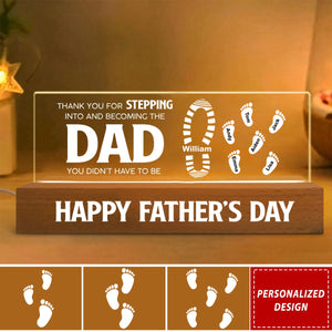Stepdad Thank You For Stepping In Father‘s Day Gift Personalized Block LED Night Light