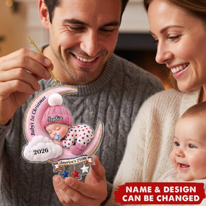 Dreamy Baby on the Moon - Personalized Acrylic Custom Shape Ornament