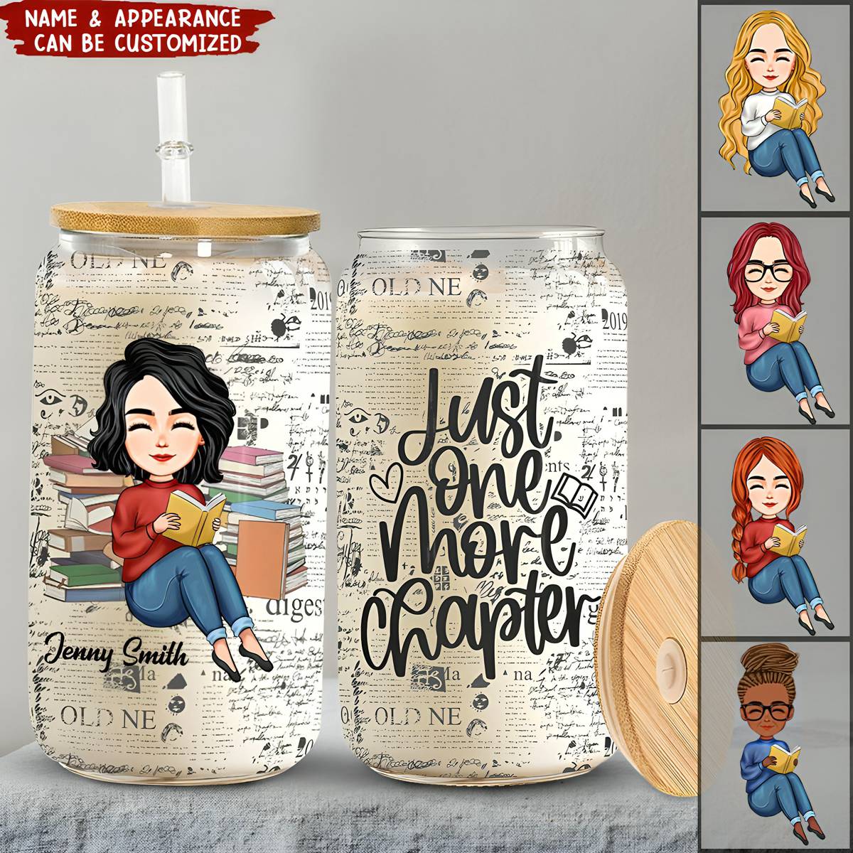 Just One More Chapter - Personalized Clear Glass Cup