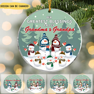 Family - Our Greatest Blessings Call Us Grandma And Grandpa - Personalized Circle Ornament