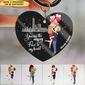 You Are The Missing Piece To My Heart - Personalized Couple Acrylic Keychain - Gift Idea For Couple