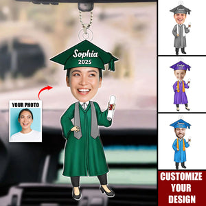 Custom Photo You Belived You Could So You Did - Personalized Acrylic Car Ornament, Graduation Gift For Family Members