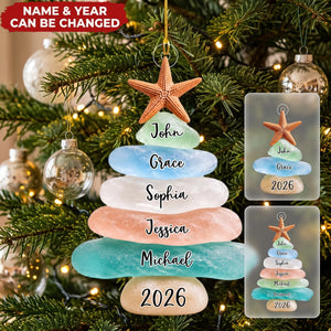 Treasured Sea Glass Memories – Personalized Acrylic Custom Shape Ornament, Gift For Family Members