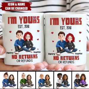 New Version Cartoon Couple I'm Yours No Returns Or Refunds - Personalized Mug
