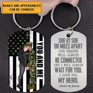 Hearts Always Connected, Personalized Stainless Steel Engraved Keychain, I Love You Keychain