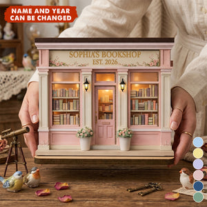 My Bookshop - Personalized 2-Layered Wooden Plaque, Gift For Book Lovers