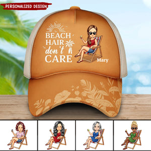 Beach Hair Don't Care Cartoon - Personalized Classic Cap