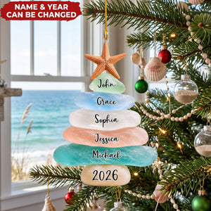 Treasured Sea Glass Memories – Personalized Acrylic Custom Shape Ornament, Gift For Family Members