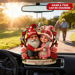 Personalized Growing Old Together Old Dwarf Couple Love Acrylic Car Ornament
