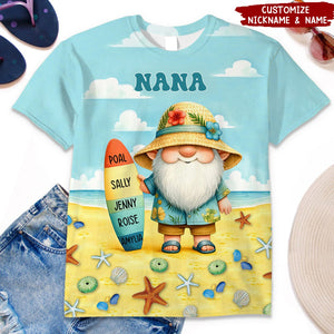 Surfboard Summer Dwarf With Grandkids Name Personalized 3D T-shirt