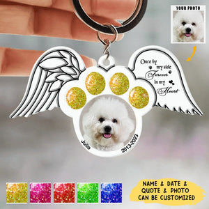 Custom Memorial Dog Cat Wings Photo Aluminum Keychain, Memorial Gift Idea For Pet Lovers
