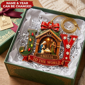 Baby First Christmas Joy To The World – Personalized Acrylic Custom Shape Ornament