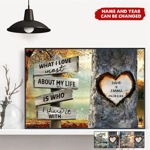 Personalized Gift For Couple Rustic Tree Carving What I Love Poster