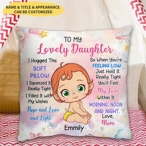 Hugged This Soft Pillow - Personalized Pillow, Gift For Baby Granddaugthter Grandson Daughter Son